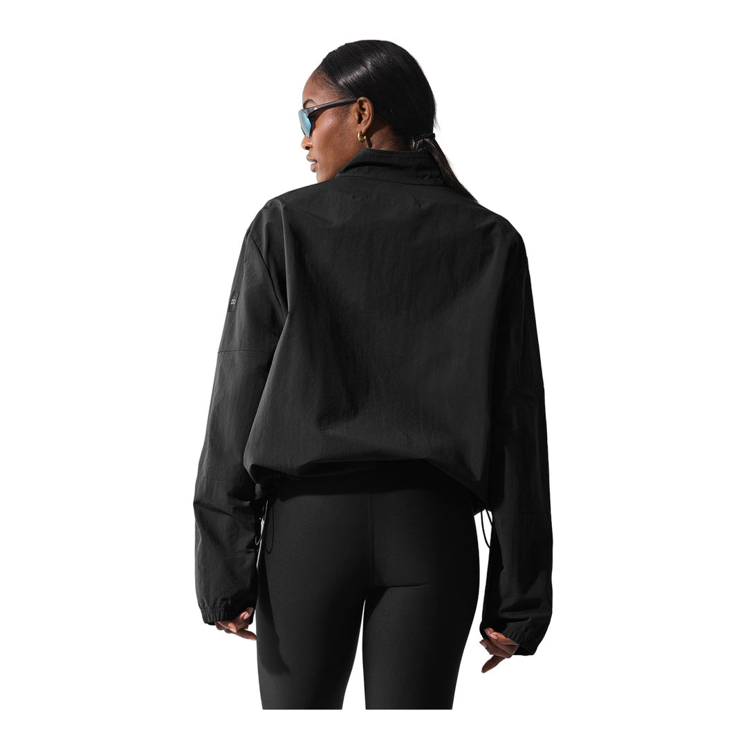alo Light Weight Takeaway Track Pullover - Black by Alo Yoga
