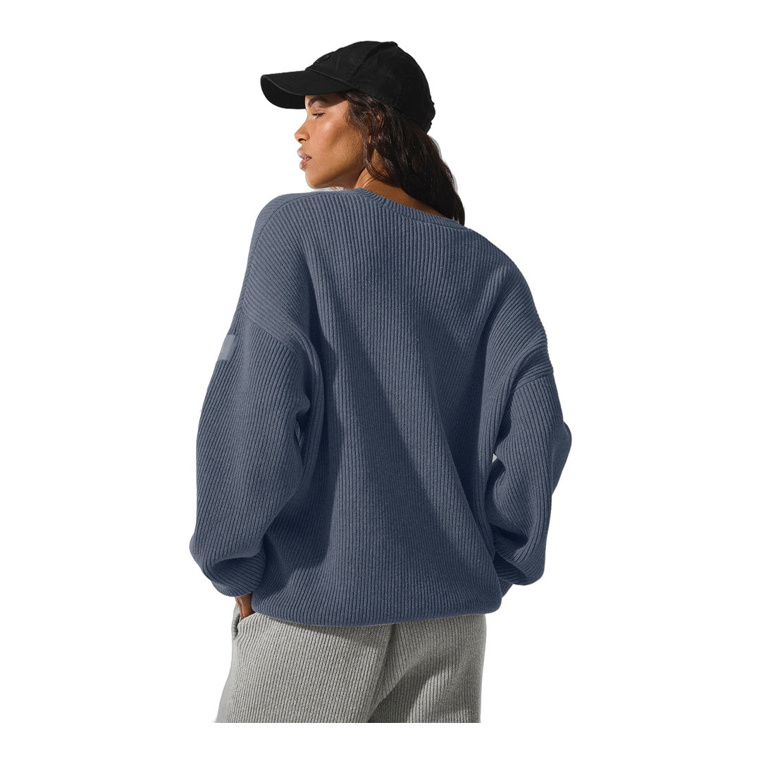 alo Domain Rib Knit Crew Sweater - Bluestone by Alo Yoga