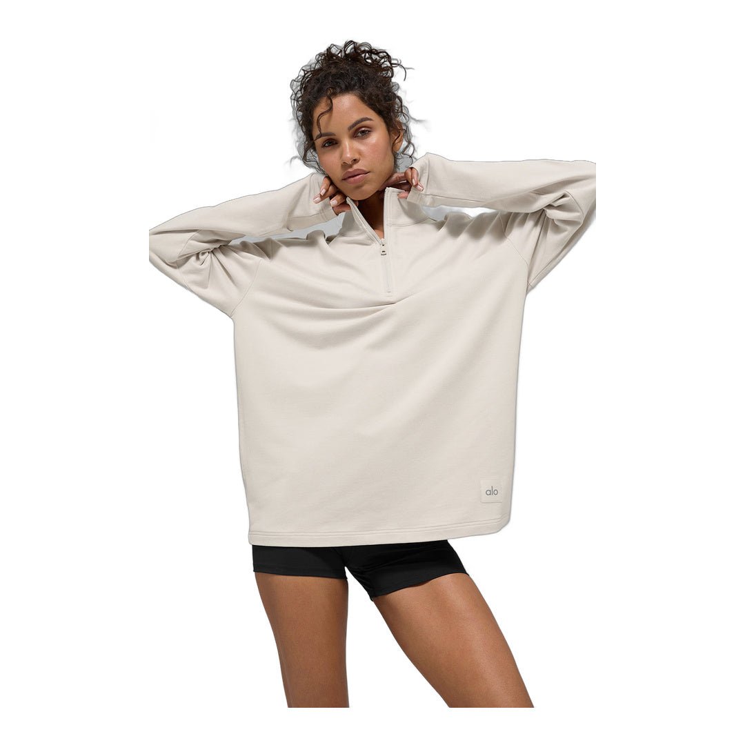 alo Double Take Long Sleeve 1/4 Zip - Bone by Alo Yoga