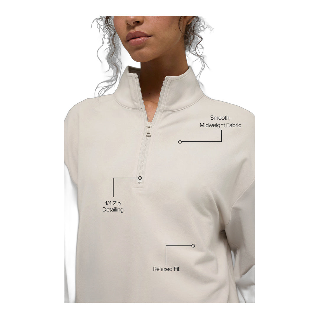 alo Double Take Long Sleeve 1/4 Zip - Bone by Alo Yoga
