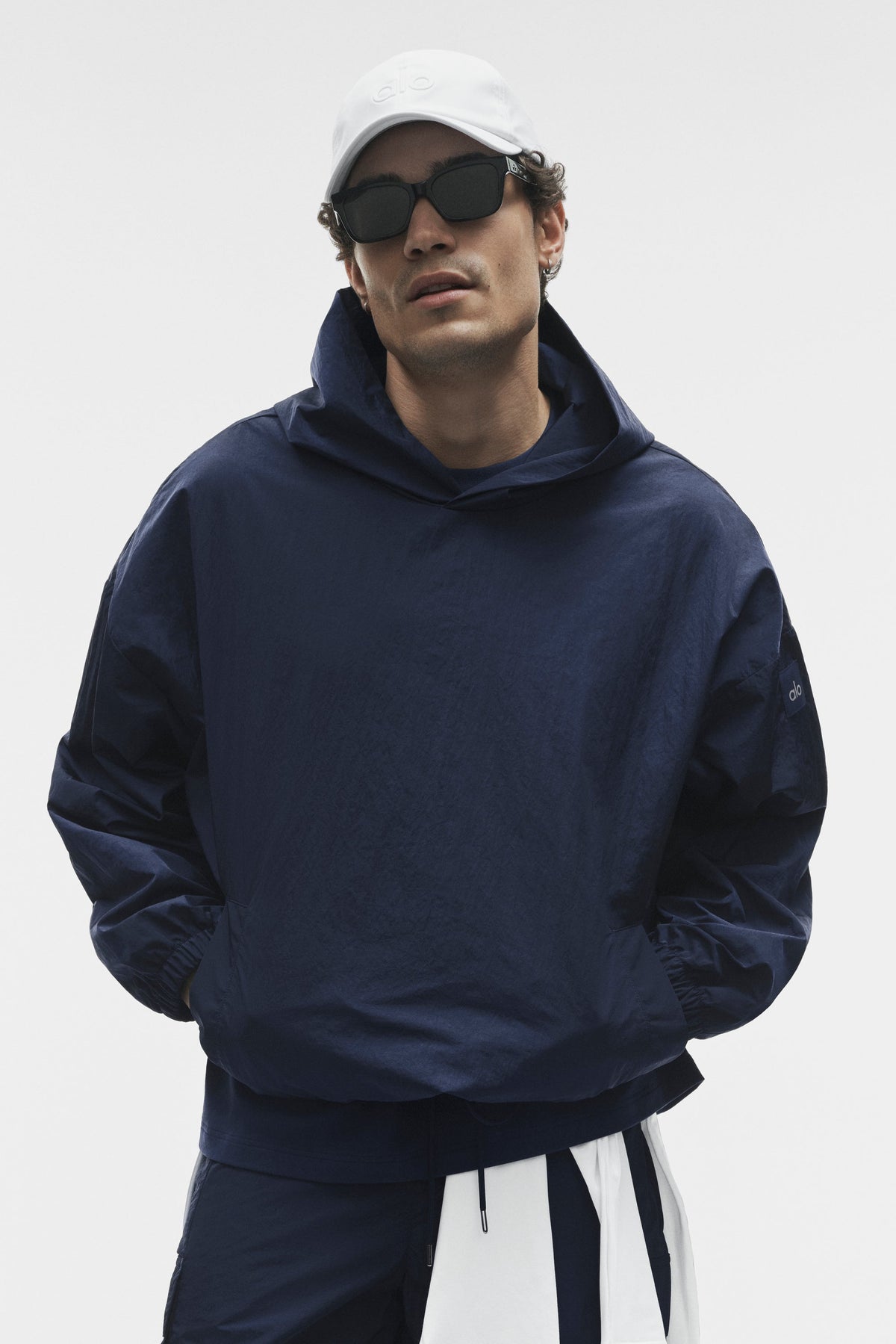 Alo Yoga Axis Hooded Pullover in Navy, product image 3 of 7