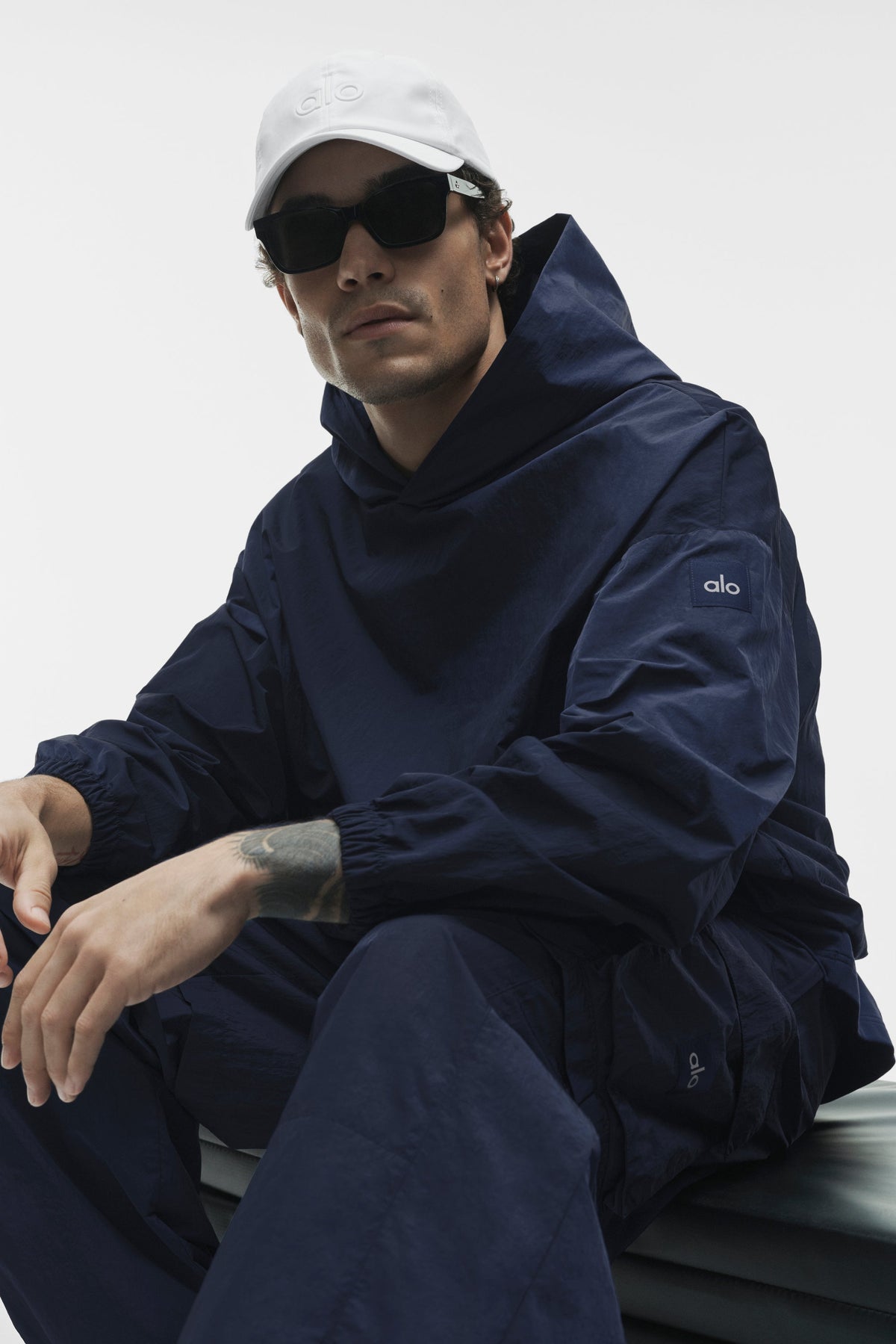 Alo Yoga Axis Hooded Pullover in Navy, product image 6 of 7