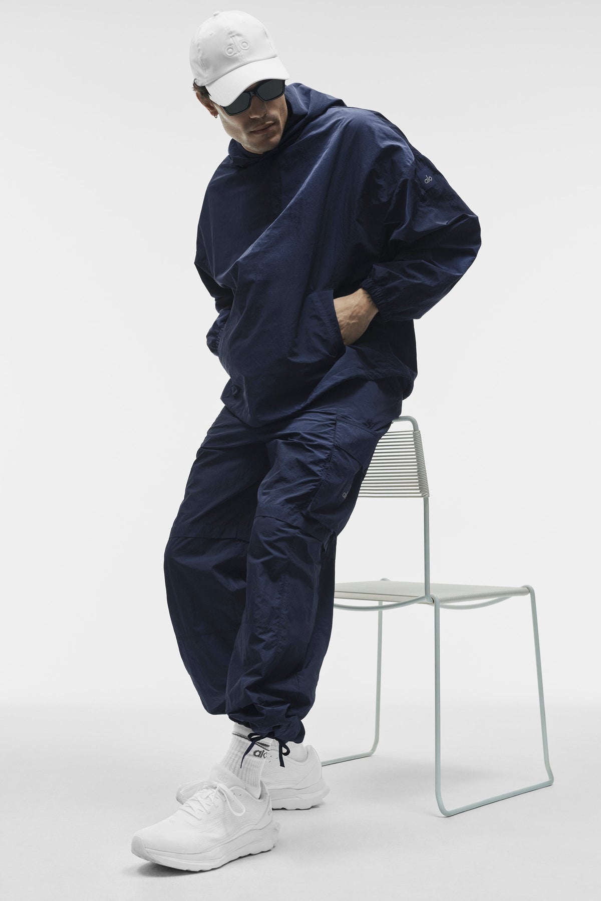 Alo Yoga Axis Hooded Pullover in Navy, product image 5 of 7