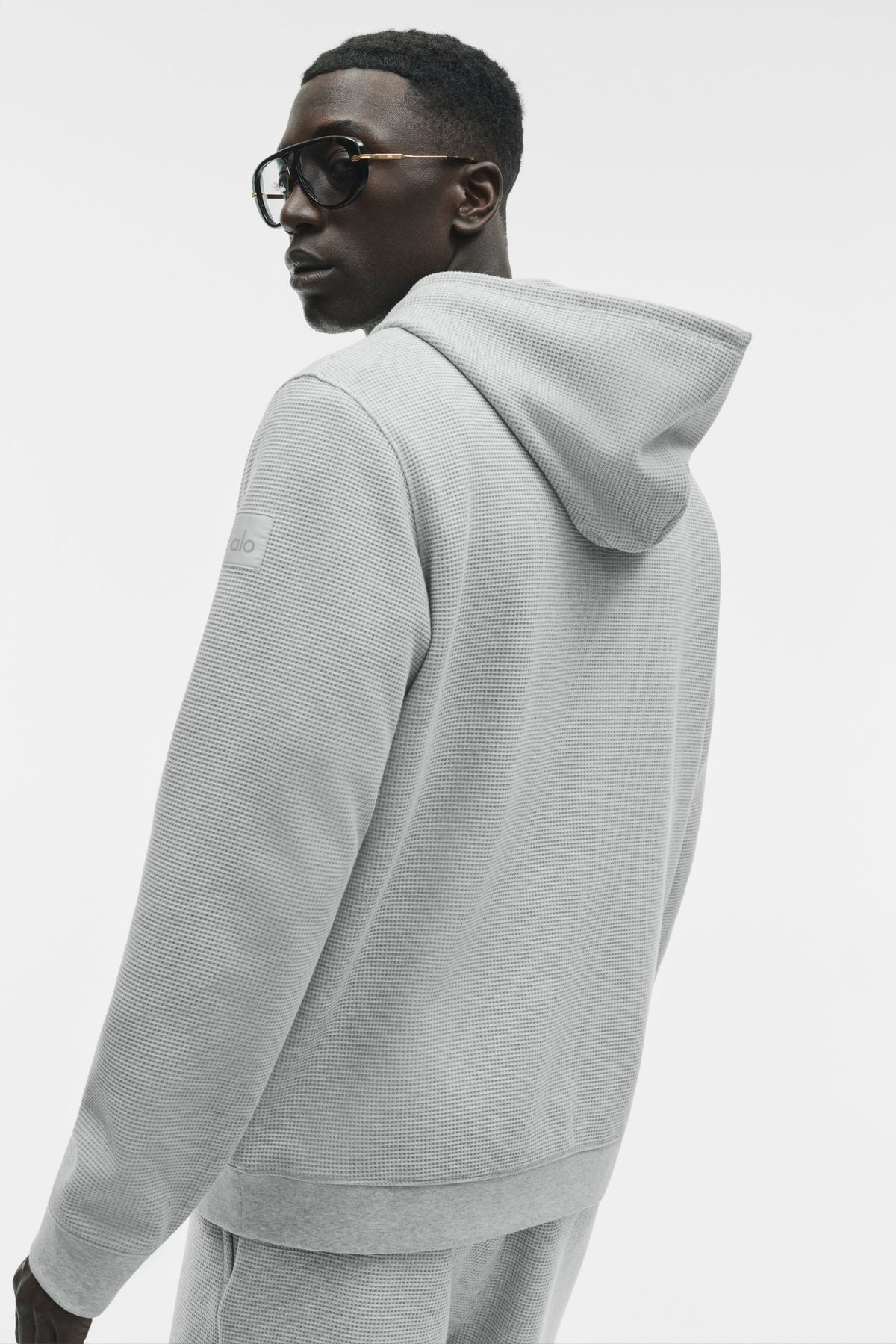 Alo Yoga Waffle Lounge Hoodie in Athletic Heather Grey, product image 4 of 5