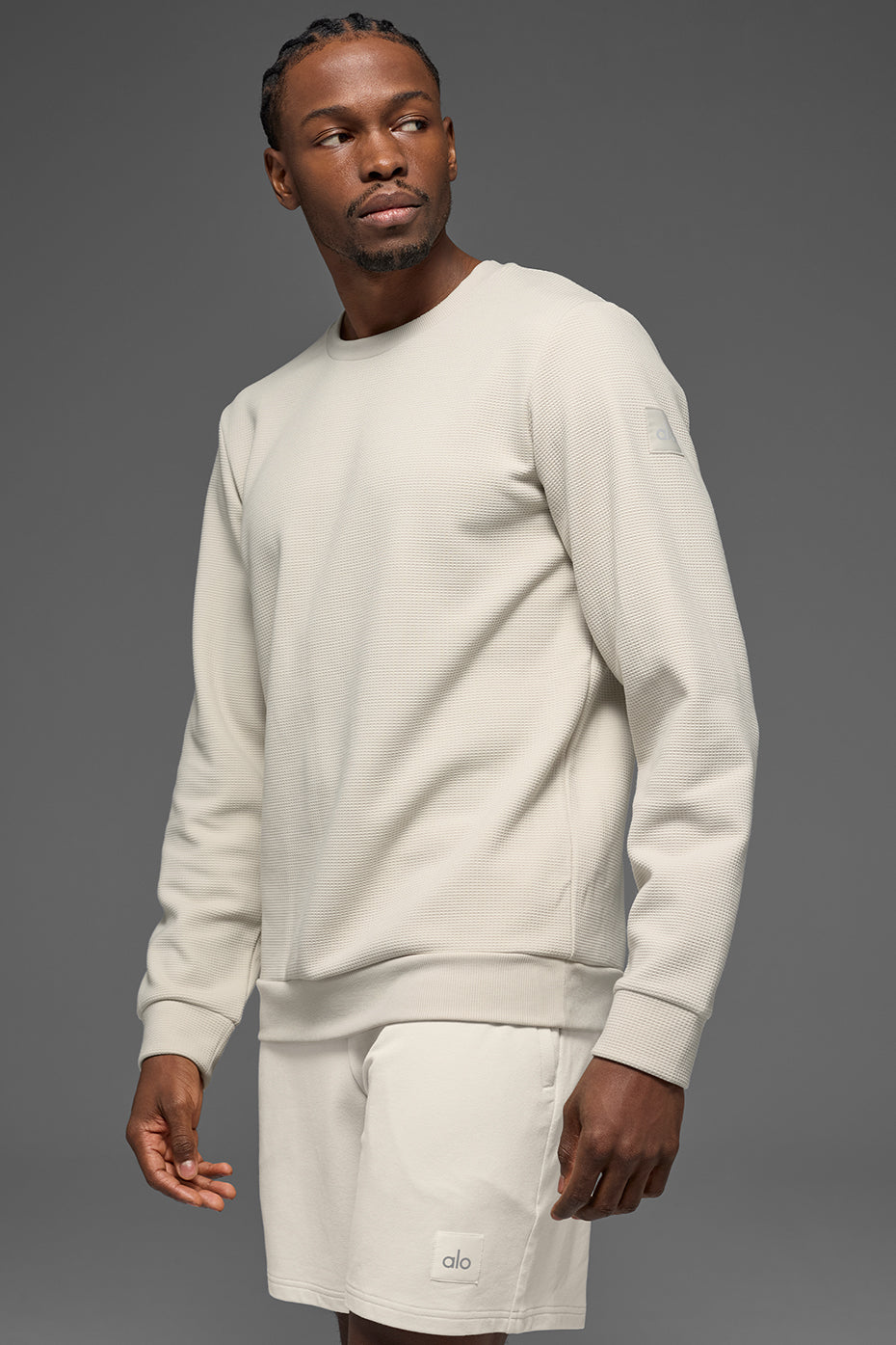 Waffle Lounge Long Sleeve Crew - Bone (M3322R)