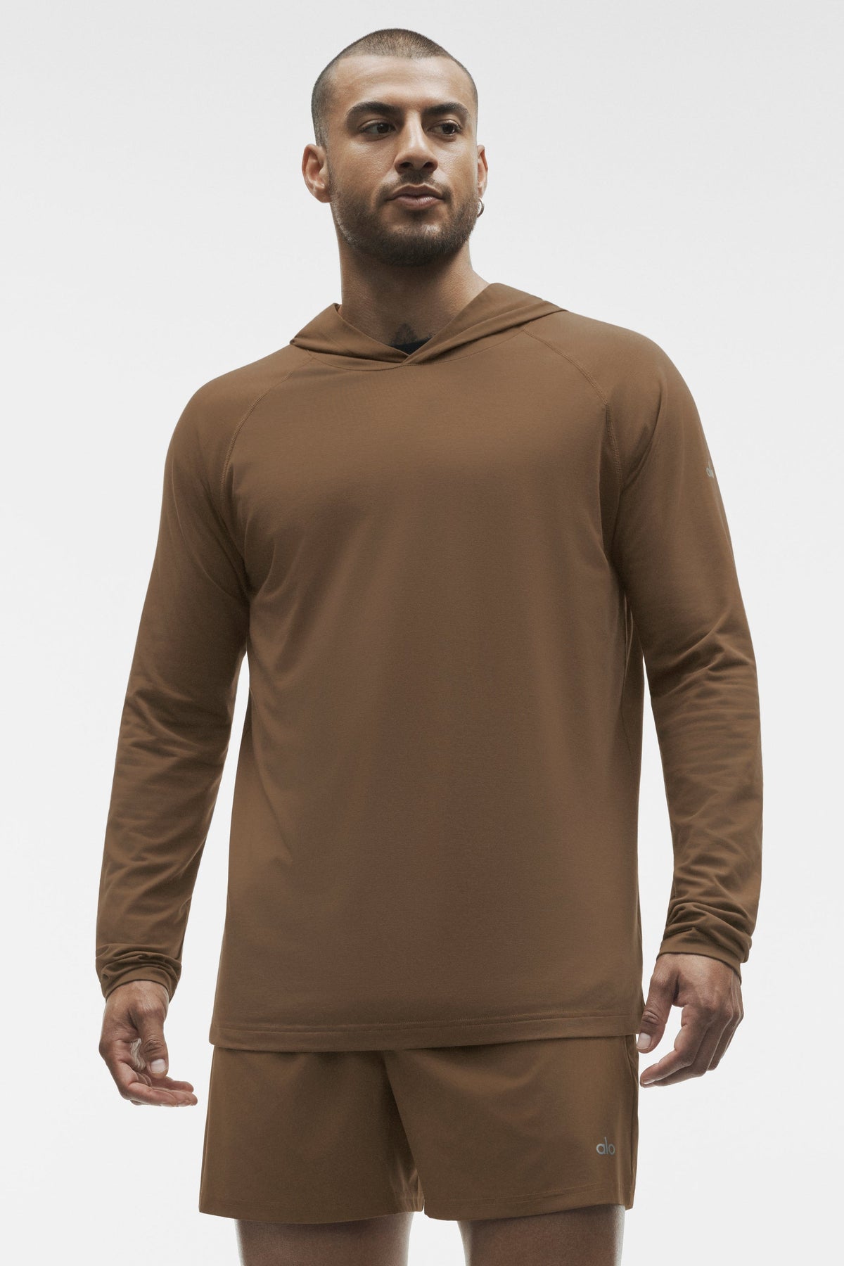 Alo Yoga Vapor Long Sleeve Hoodie in Java Brown