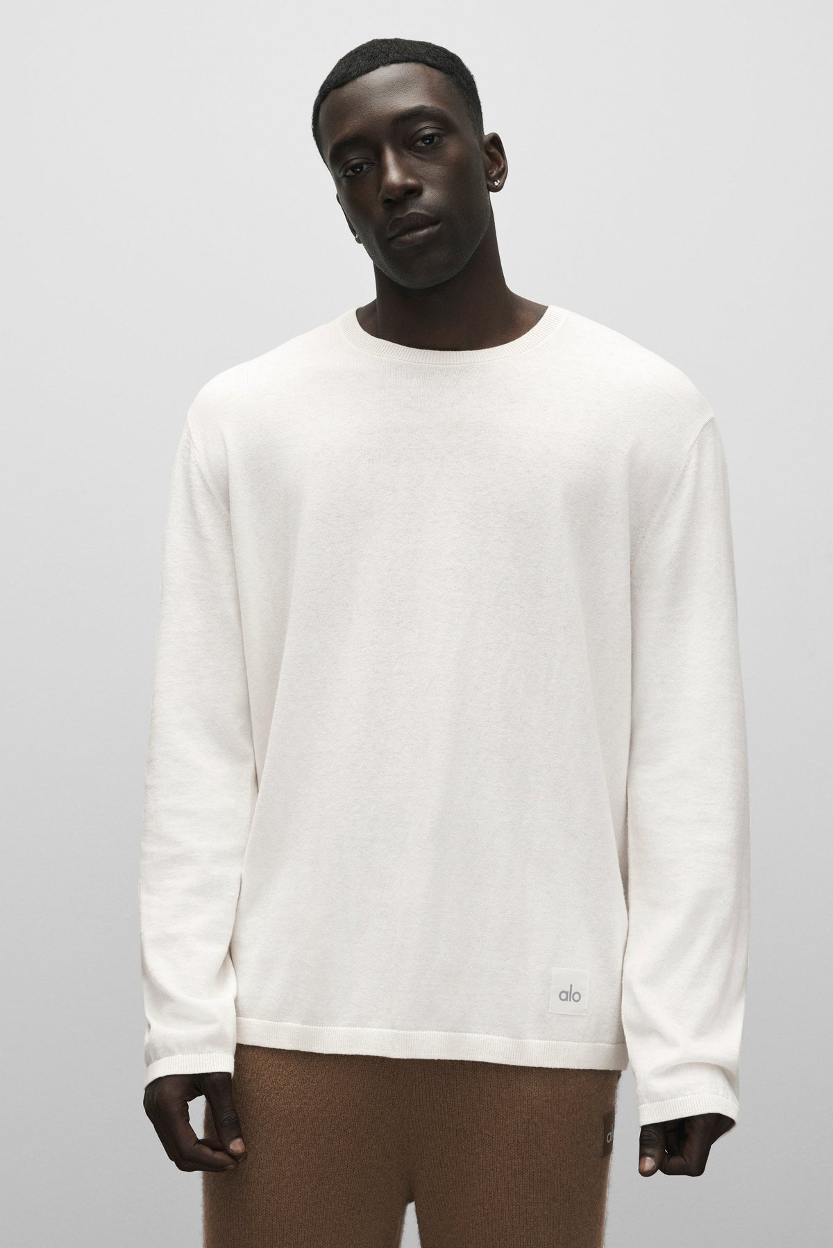Alo Yoga Cashmere Blend Ever Soft Long Sleeve Crew in Ivory, product image 3 of 6