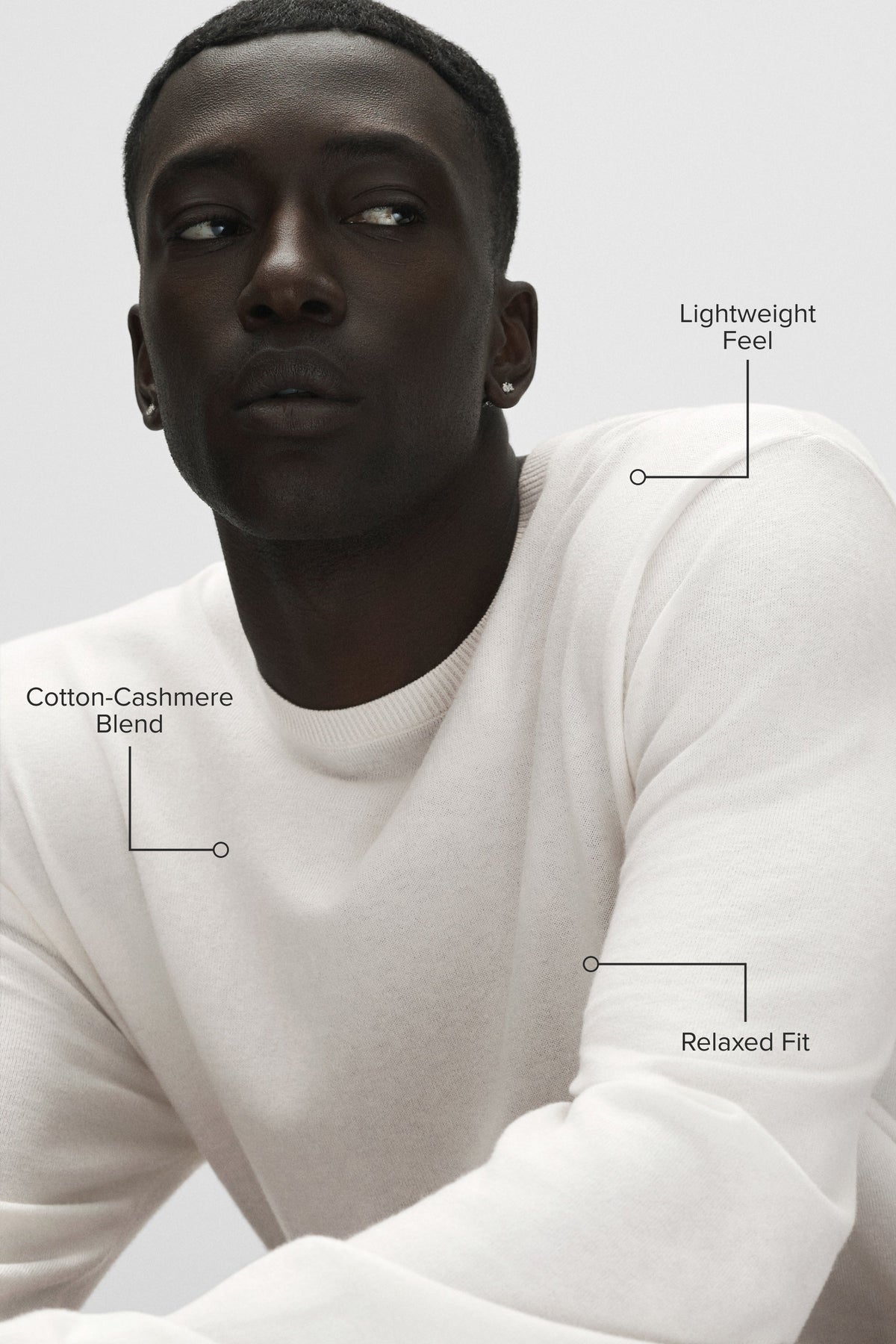 Alo Yoga Cashmere Blend Ever Soft Long Sleeve Crew in Ivory, product image 2 of 6