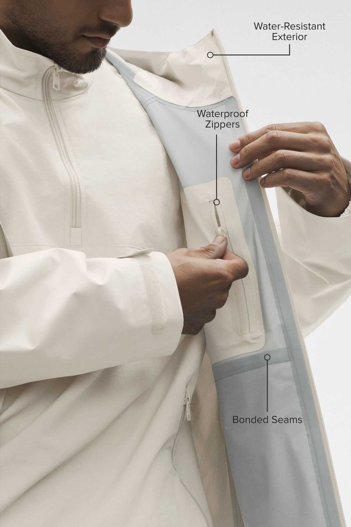 Alo Yoga Alpha Shell Jacket in Bone, product image 2 of 6