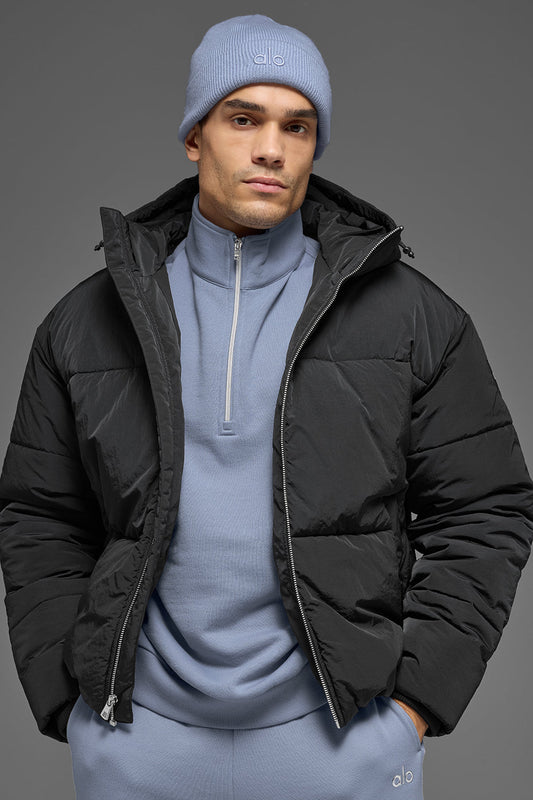 Crinkle Nylon Hooded Stage Puffer - Black (M4204R)