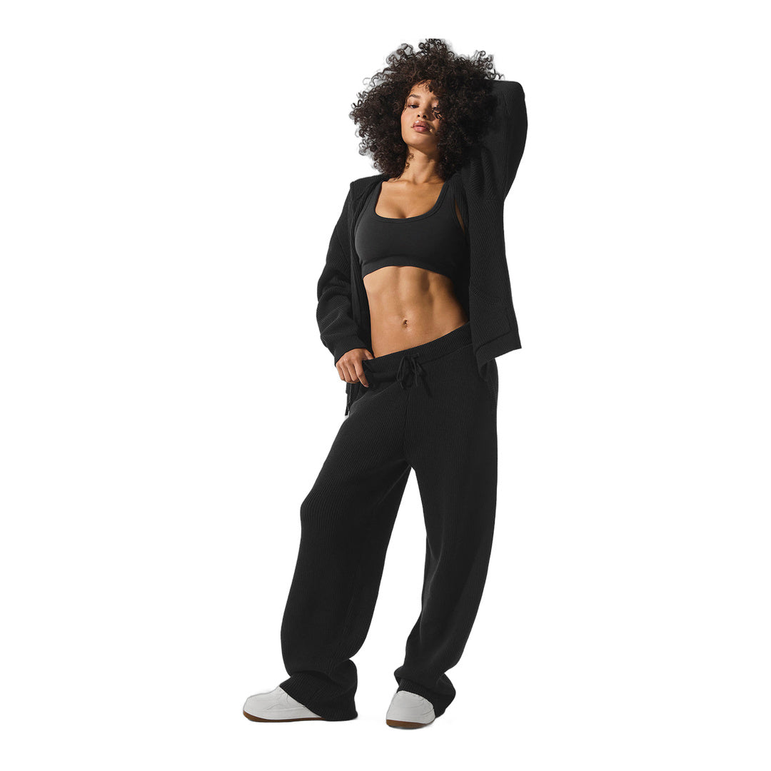 alo Domain Rib Knit Sweatpant - Black by Alo Yoga