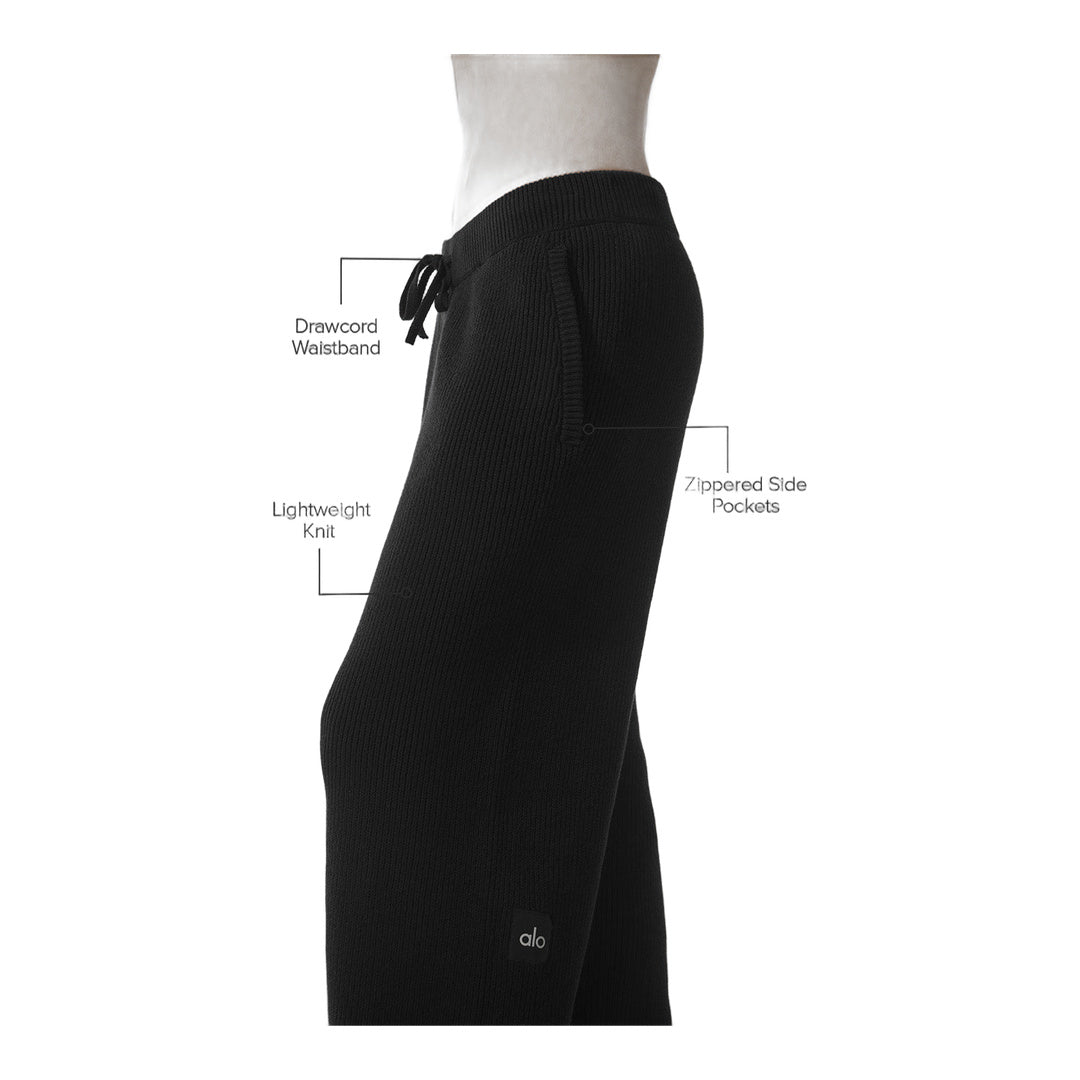 alo Domain Rib Knit Sweatpant - Black by Alo Yoga