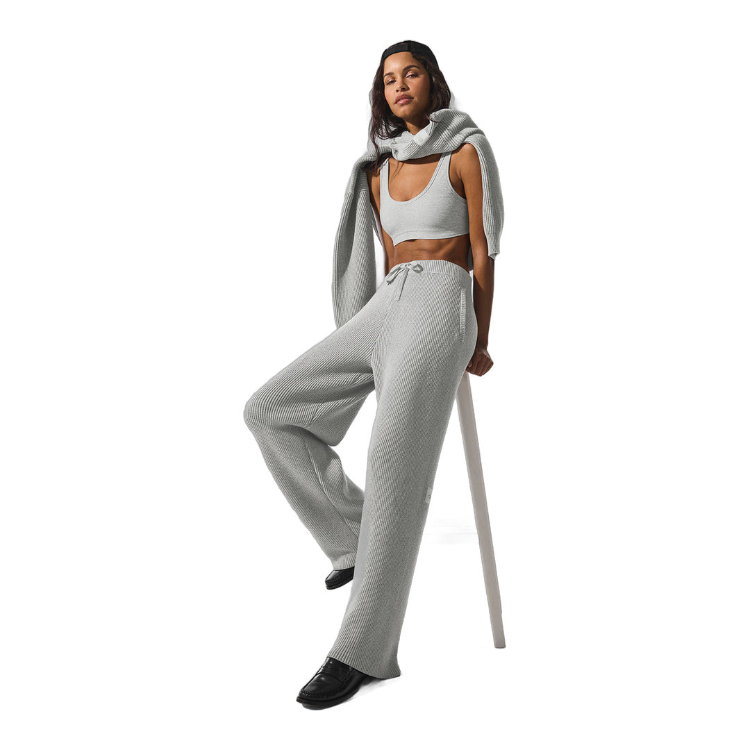 alo Domain Rib Knit Sweatpant - Athletic Heather Grey by Alo Yoga