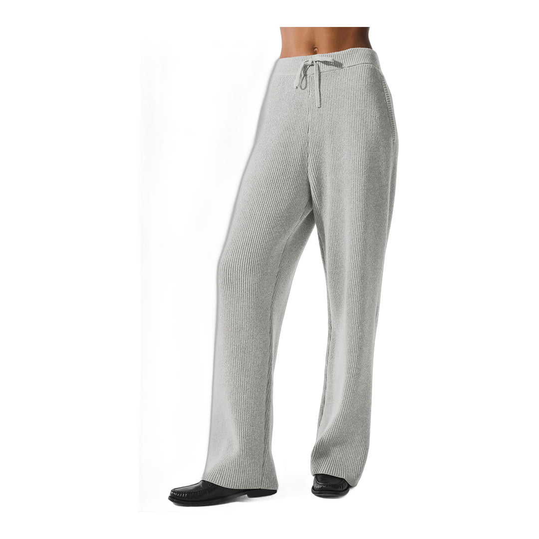 alo Domain Rib Knit Sweatpant - Athletic Heather Grey by Alo Yoga