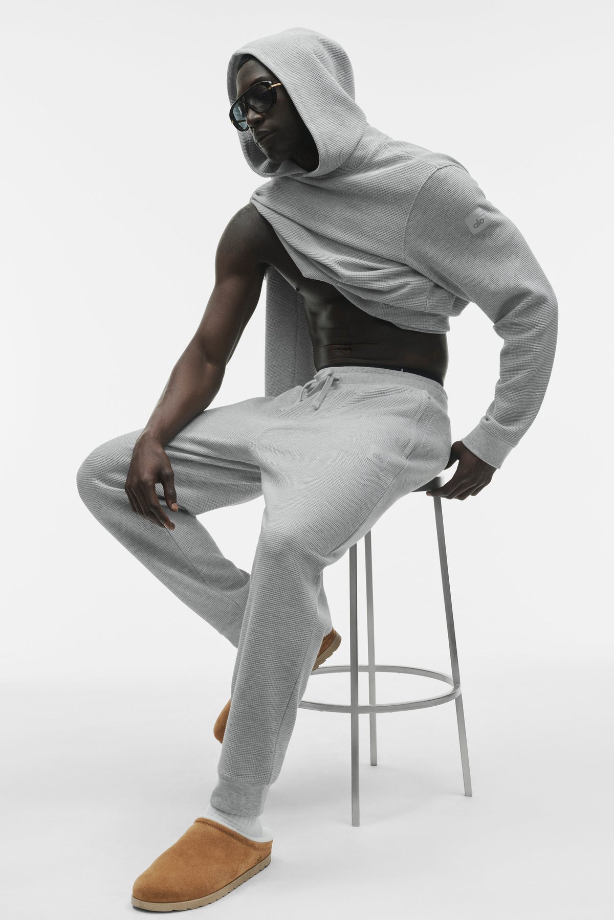 Alo Yoga Waffle Lounge Jogger in Athletic Heather Grey, product image 3 of 4