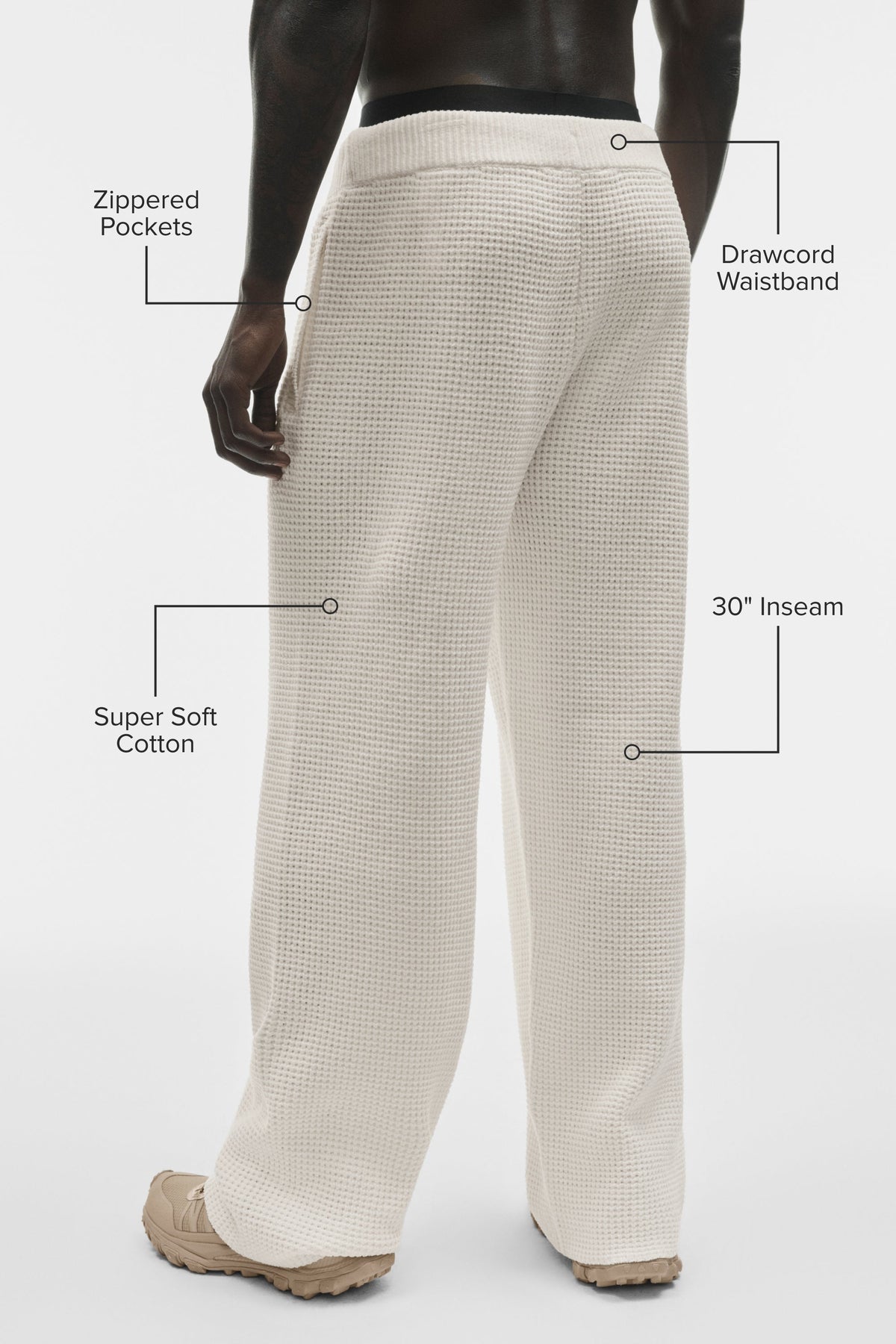 Alo Yoga Waffle Chenille Edition Straight Leg Pant in Ivory, product image 2 of 4