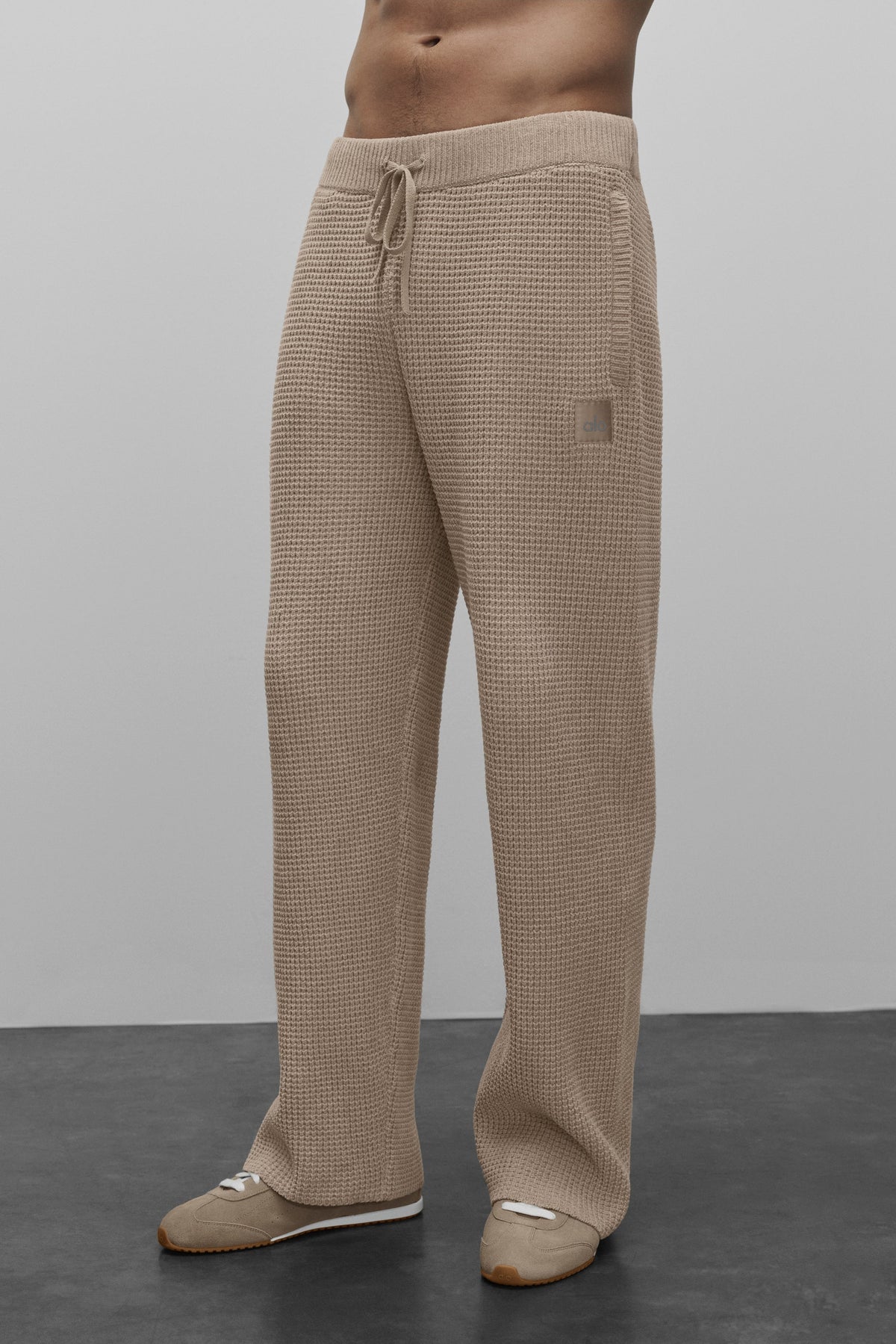 Alo Yoga Waffle Chenille Edition Straight Leg Pant in Gravel, product image 3 of 5