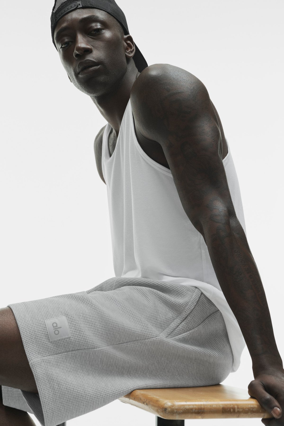 Alo Yoga 7" Waffle Lounge Short in Athletic Heather Grey, product image 3 of 4