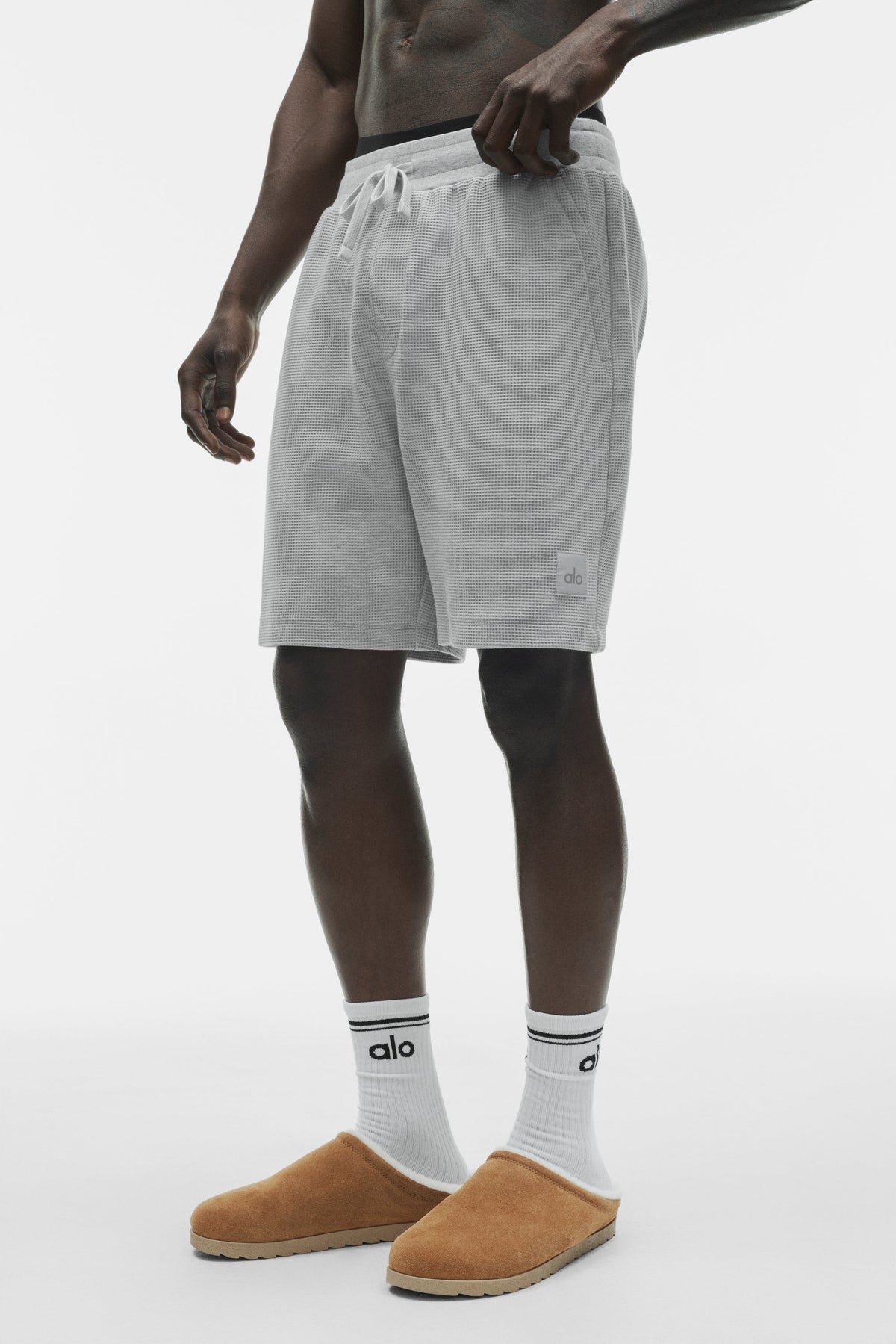 Alo Yoga 7" Waffle Lounge Short in Athletic Heather Grey, product image 2 of 4