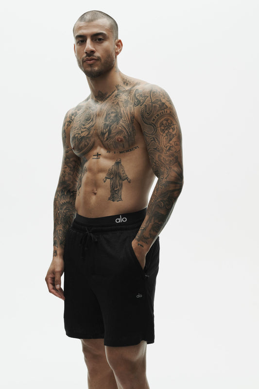 7" Linen Jersey Coastal Short - Black (M6201P)