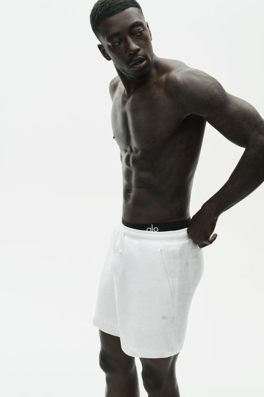7" Linen Jersey Coastal Short - White (M6201P)