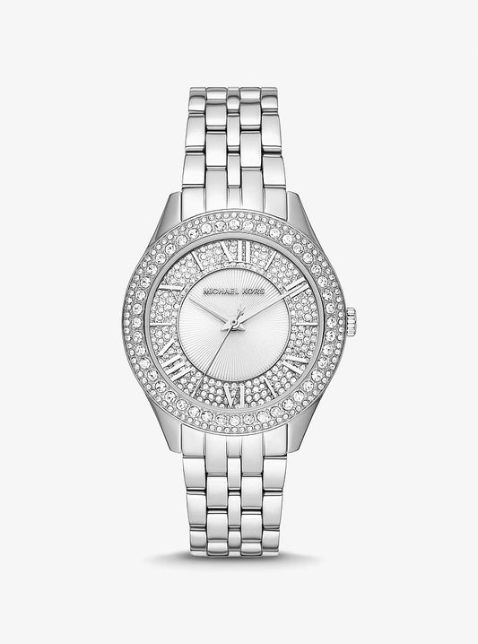 Women's Harlowe Pavé Silver-Tone Watch MK4708