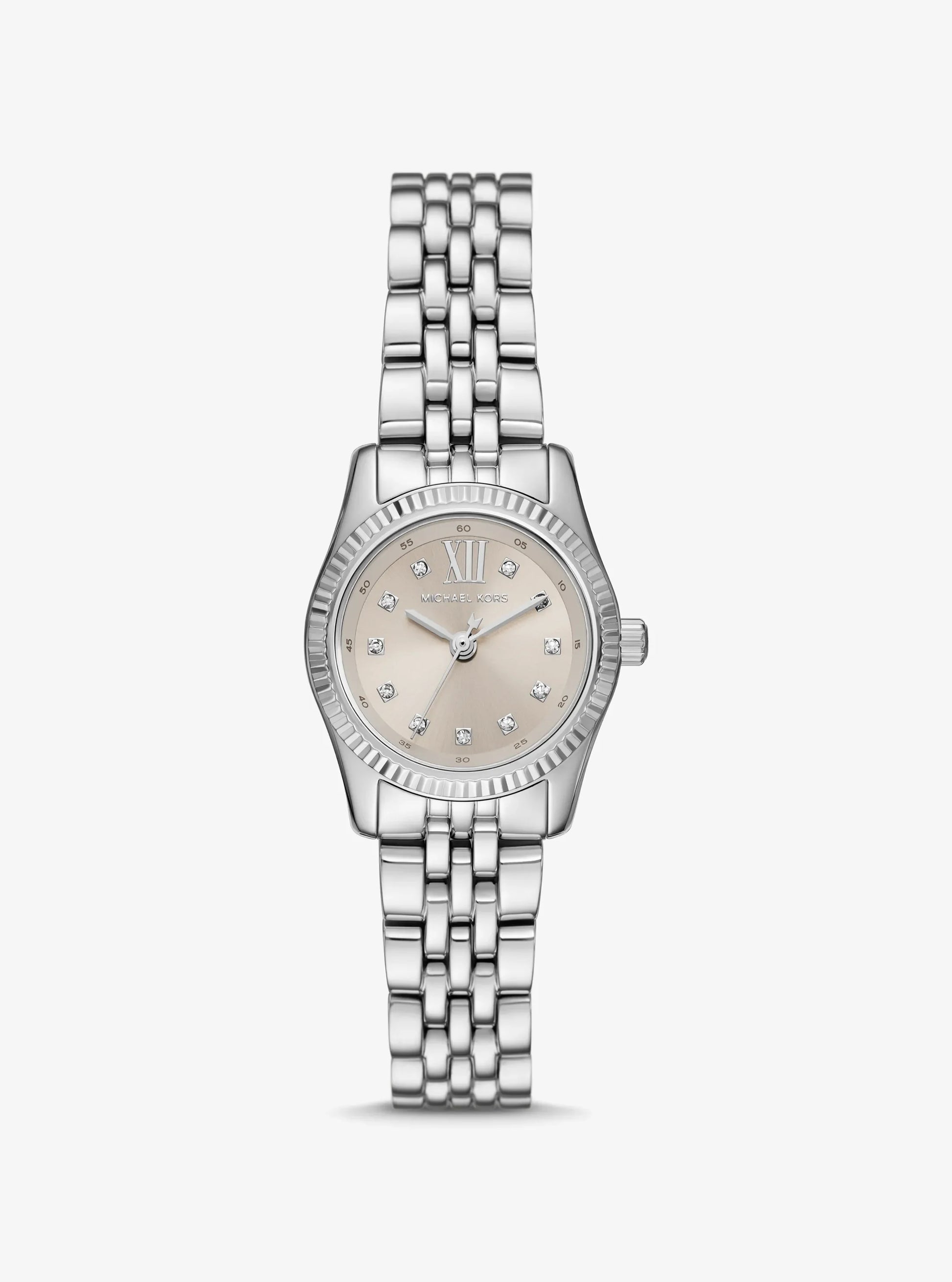 Women's Petite Lexington Pavé Silver-Tone Watch MK4843