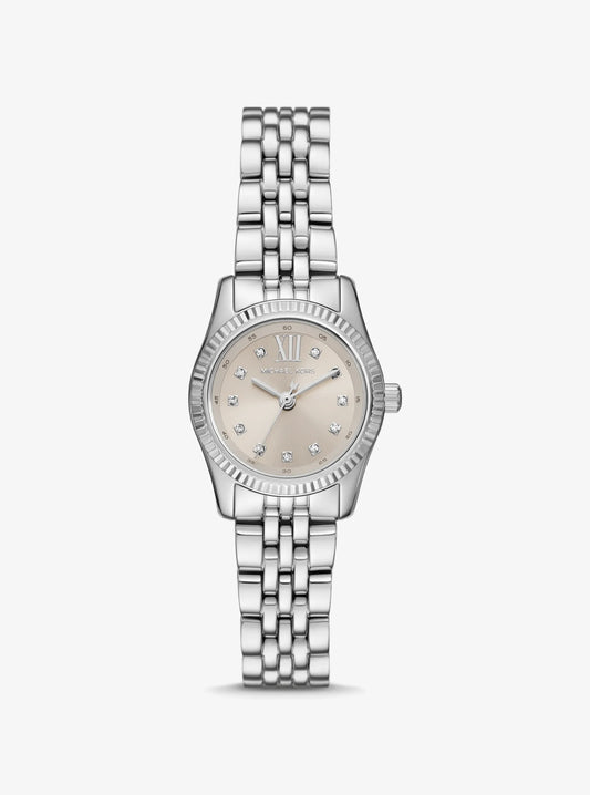 Women's Petite Lexington Pavé Silver-Tone Watch MK4843