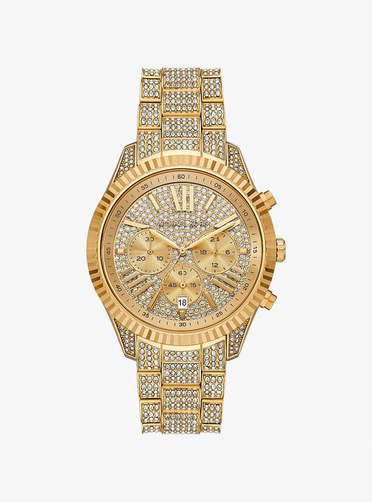 Women's Oversized Lexington Pavé Gold-Tone Watch MK4971