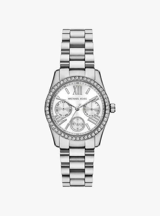 Women's Mini Lexington Pavé Silver-Tone Watch MK4979
