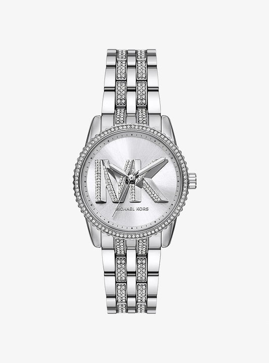 Women's Mini Bryant Pavé Logo Silver-Tone Watch MK7542
