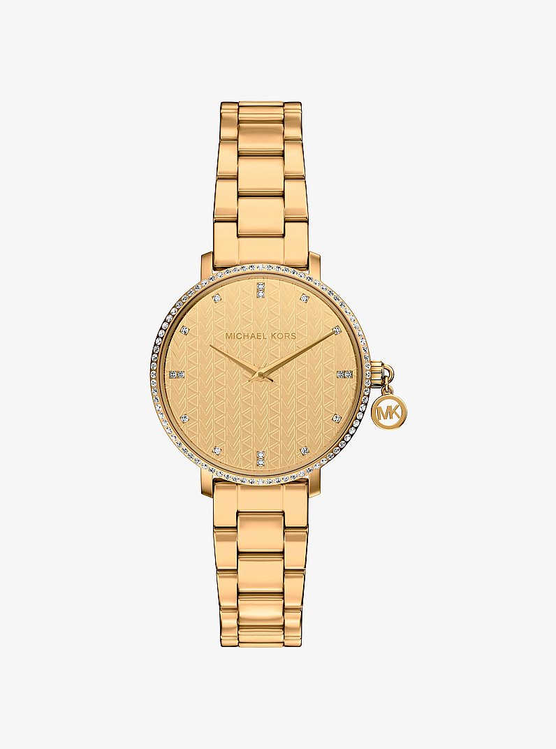 Women's Mini Pyper Pavé Gold-Tone Watch MK7572