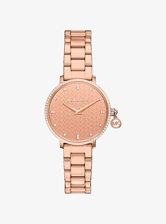 Women's Mini Pyper Pavé Rose Gold-Tone Watch MK7573