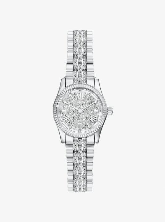 Women's Petite Lexington Pavé Silver-Tone Watch MK7577