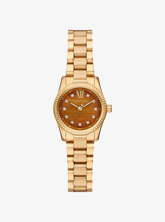 Women's Petite Lexington Pavé Gold-Tone Watch MK7578