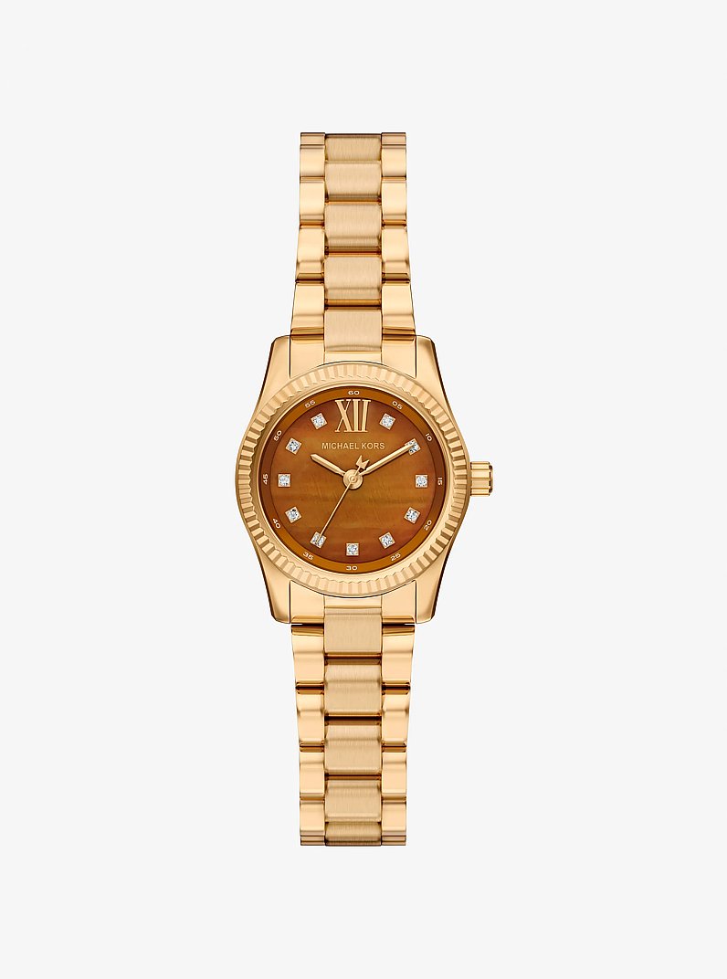 Women's Petite Lexington Pavé Gold-Tone Watch MK7578