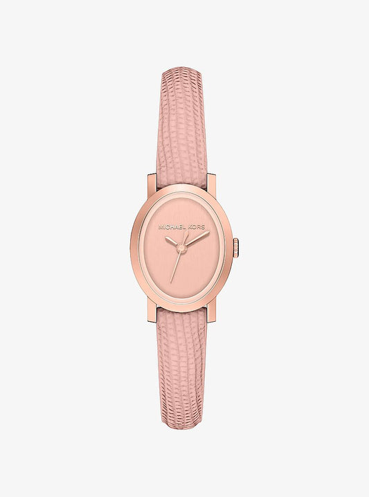 Women's Petite Maude Rose Gold-Tone and Lizard Embossed Leather Watch MK7587