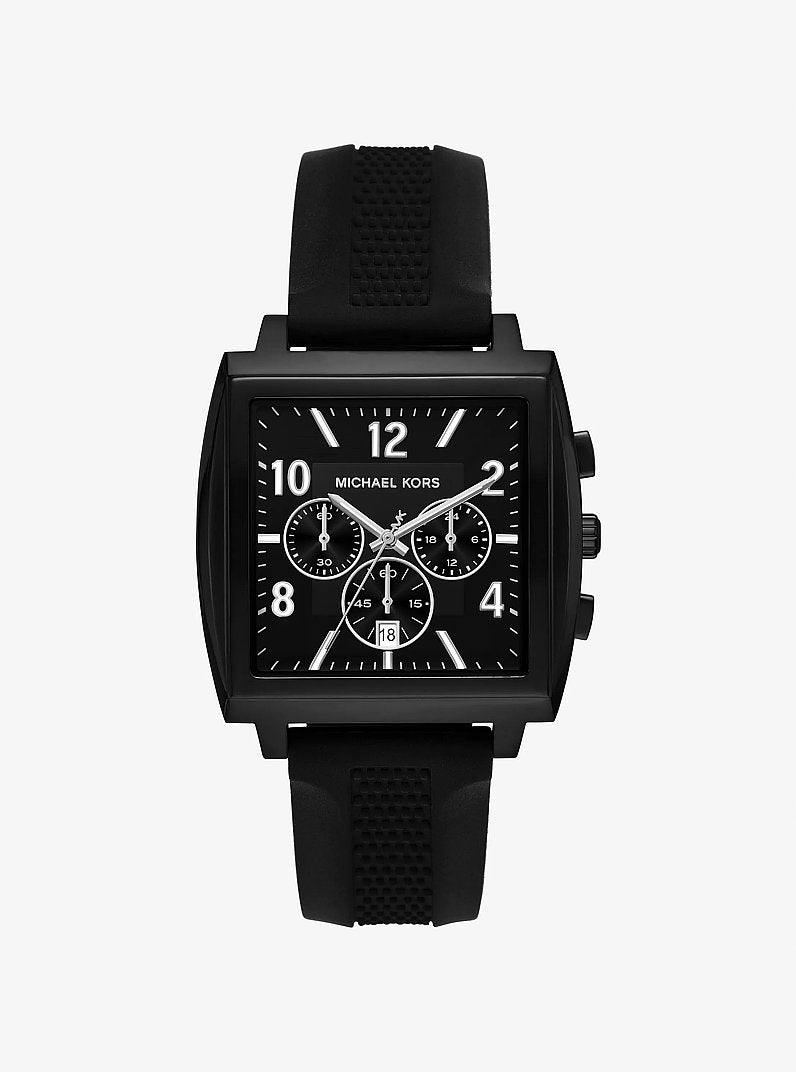 Men's Oversized Rhys Black-Tone and Silicone Watch MK9233