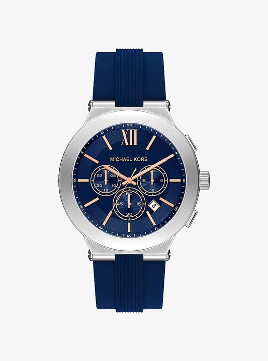 Men's Oversized Billie Silver-Tone and Silicone Watch MK9254