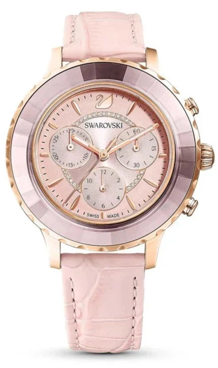 Swarovski Octea Lux Chrono watch, Swiss Made, Leather strap, Pink, Crystals — product photo (5452501)
