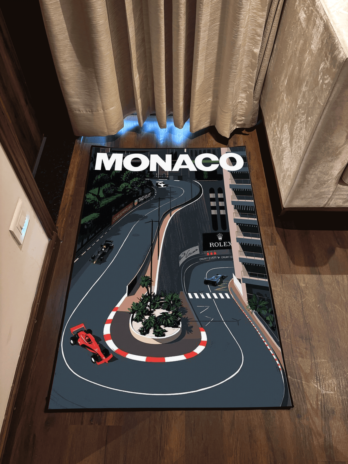 Monaco F1 fan art  Printed Washable Rug by THE DRIP CO. RUGS