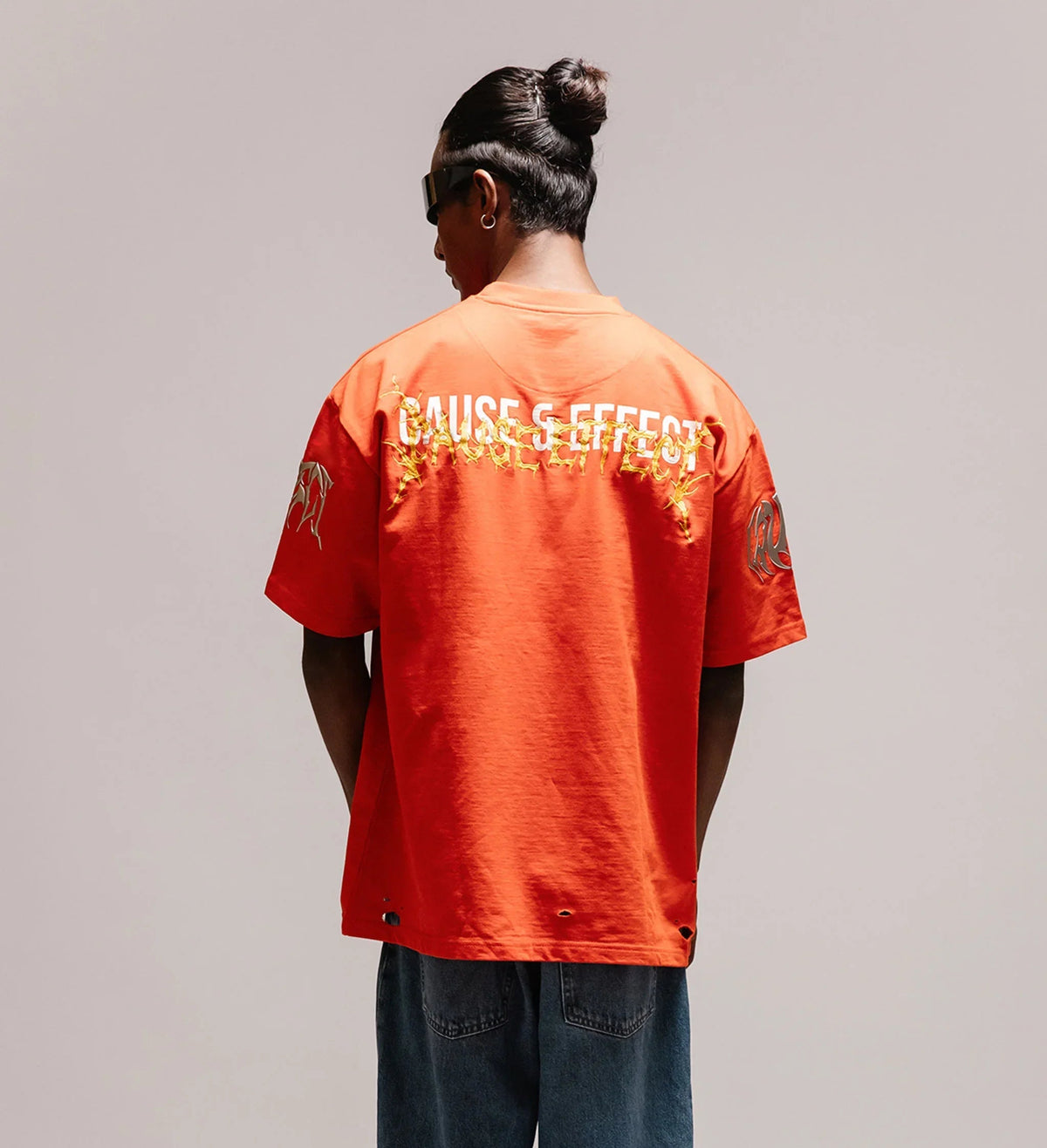 'Monstrosity' Distressed Metal Embroidered T-shirt by Cause & Effect