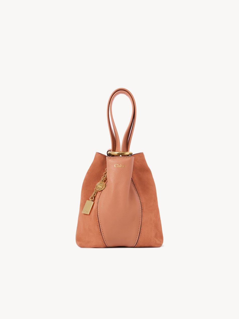 CHLOE Small Chloé Spin tote bag in grained & suede leather Wooden Orange by CHLOE
