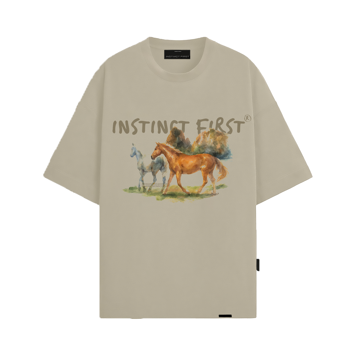 Ride on Instincts - Oversized T-shirt (Stone Grey) by Instinct First