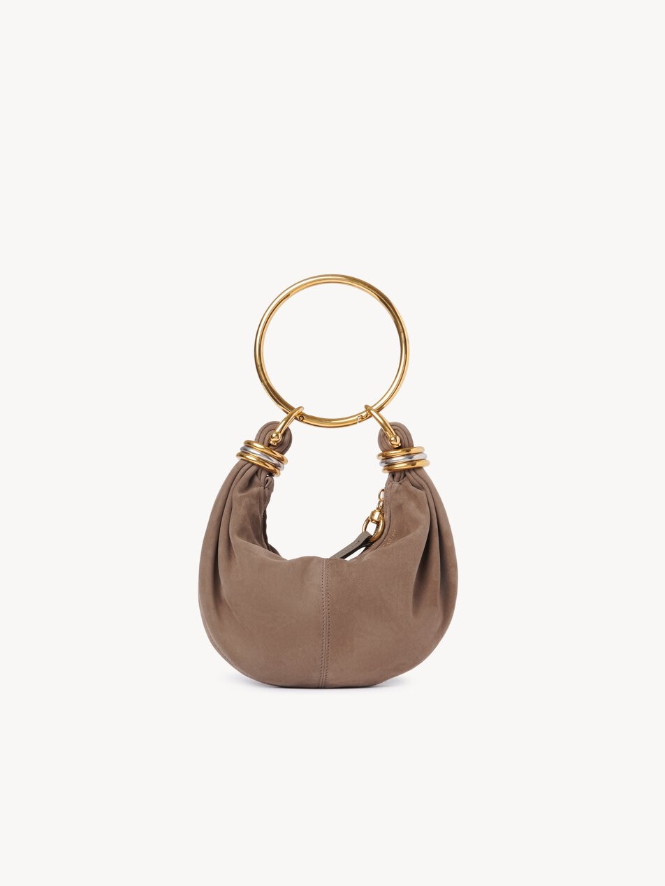 CHLOE Mini Bracelet Hobo bag in suede leather Flannel Grey by CHLOE