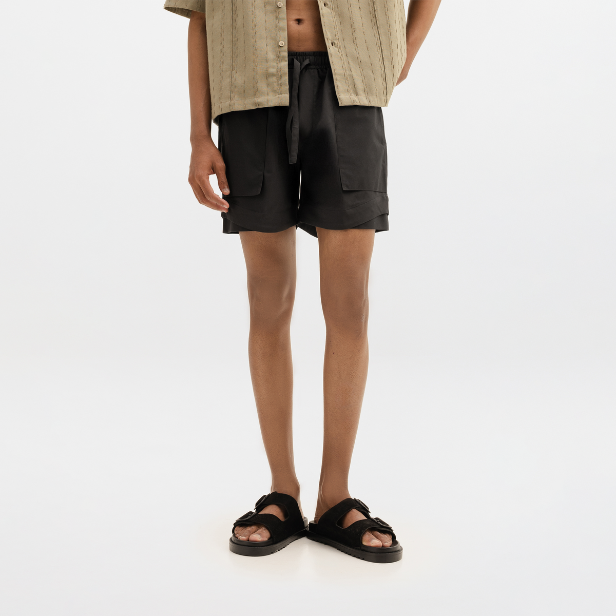 NYLON  SHORTS- BLACK by Warping Theories