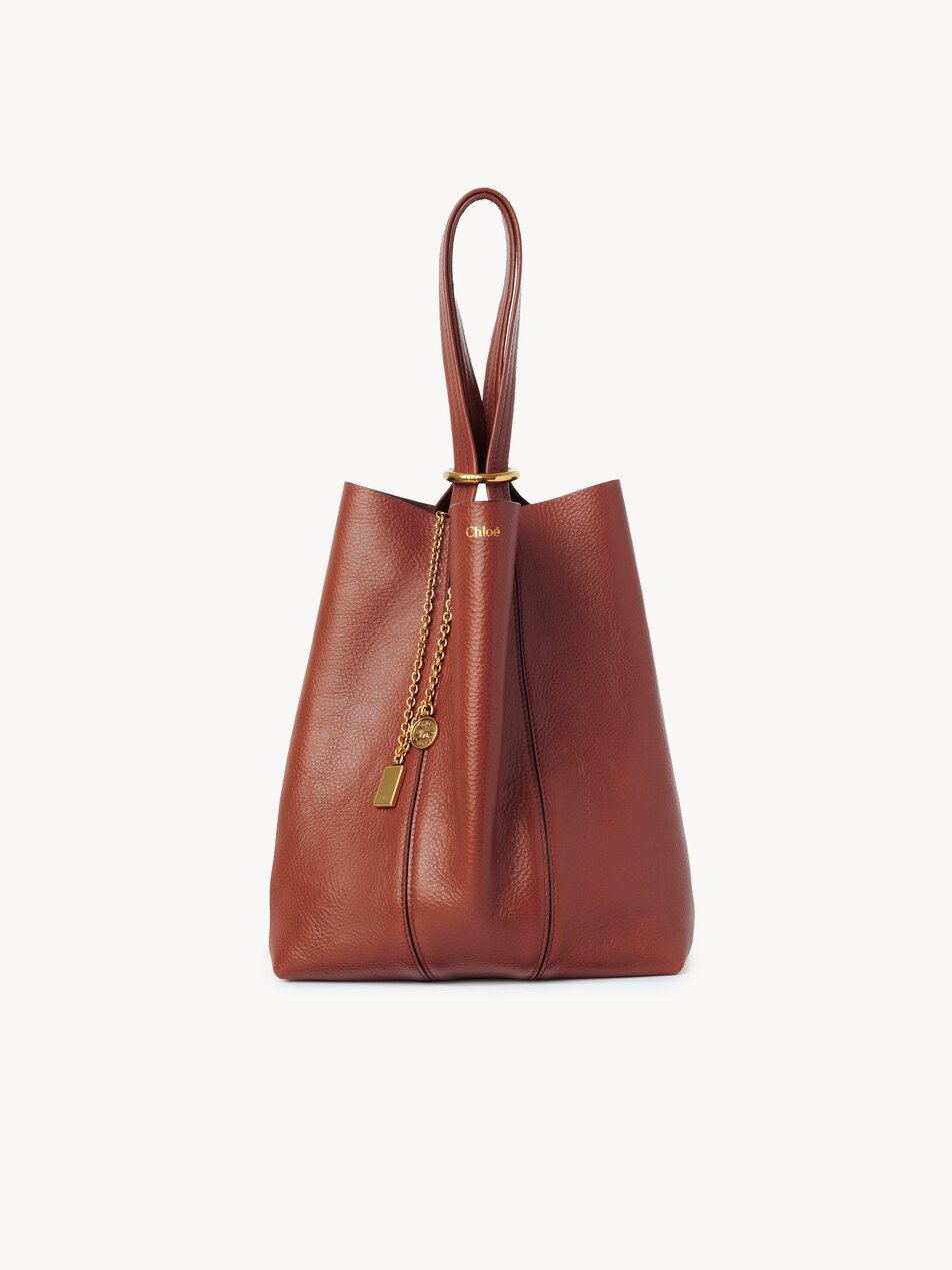 CHLOE Spin tote bag in grained leather Blushy Brown by CHLOE