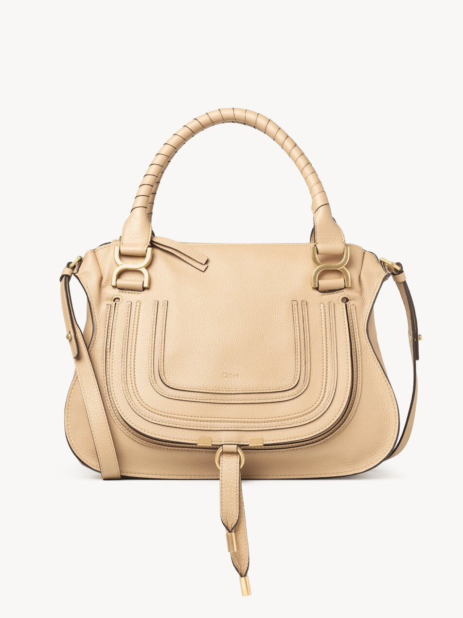 CHLOE Marcie bag in grained leather Petal Beige by CHLOE