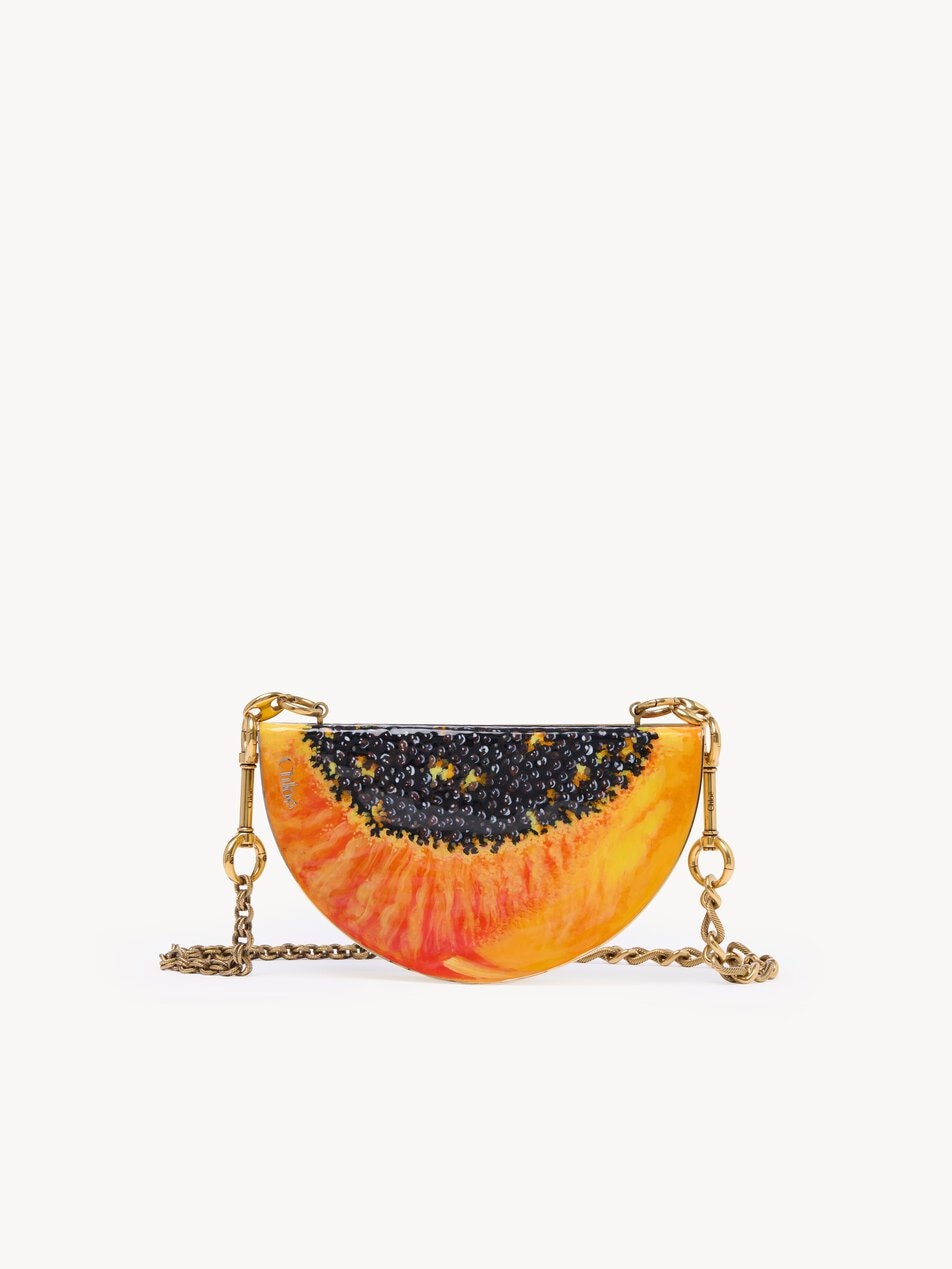 CHLOE Tropicus papaya minaudière in brass Whispering Orange by CHLOE