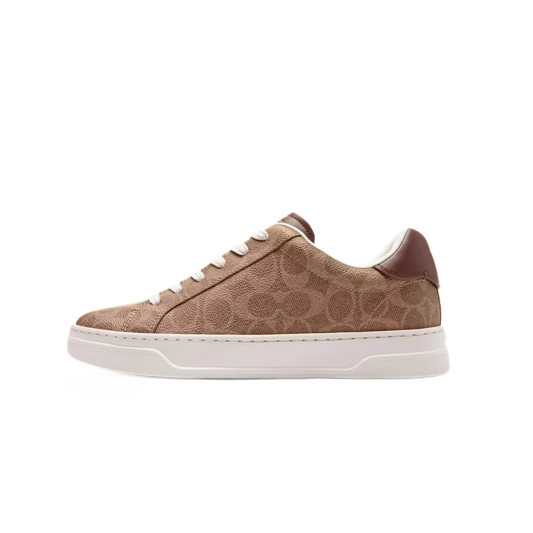 COACH HIGH LINE SNEAKER IN SIGNATURE CANVAS BROWN KHAKI by COACH SNEAKER